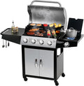 MASTER COOK 4+1 Burners Gas Grill 518 Sqin Cooking Area 52000 BTU Propane Grill with Side Burner Stainless Steel Cabinet Grill Silver &amp Black