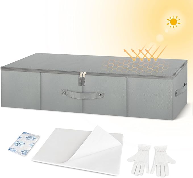 Wedding Dress Storage Box Wedding Dress Preservation Box With 50 Sheets of Acid Free Tissue Paper Microfiber Gloves and Clothing Desiccants Bridal Essentials for WeddingKeepsake (Gray)