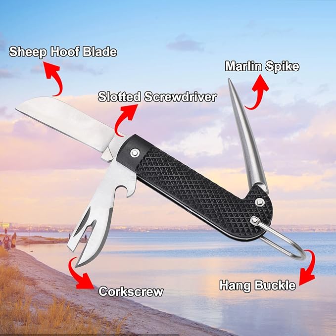 DULEES Marlin Spike Rigging Knife Multi-Function Sailing Knife Sailor Knife Suitable for Camping Boating Fishing or Sailing Gear Boat Knife Knotters Tools