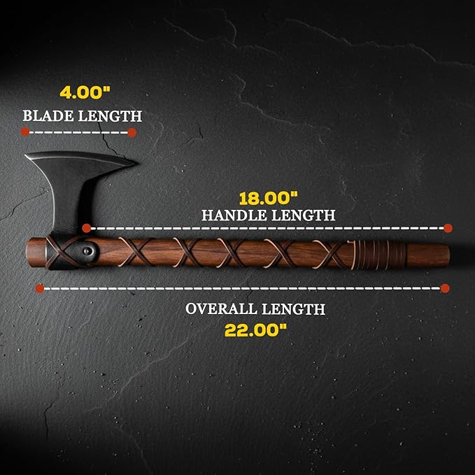Medieval Warrior Traditional Viking Hand-Axe — Hand-Forged Style Bearded Blade with Leather Cross-Strap Grip