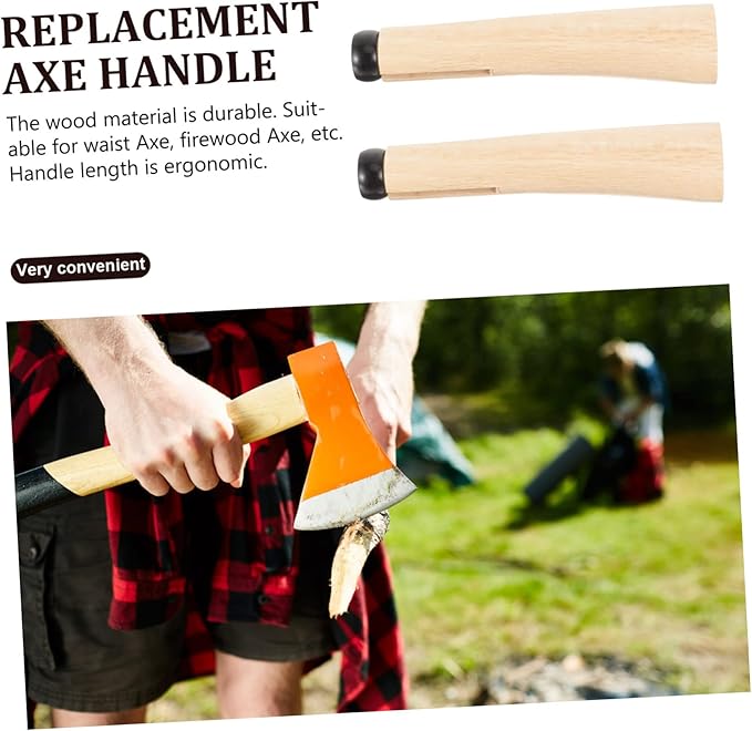 balacoo 2-Piece Wooden Replacement Handle for Hatchet Sturdy Oak Wood Grip for Axes Convenient Repair Handle for Camping and Outdoor Use