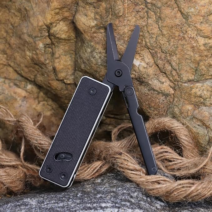 ROXON KS2 Elite Noir Blanc Edge D2 Blade 13 in 1 Mini Multi Tool function pocket knife with big scissor G10 handle and Pocket clip good for Camping/Emergencies/EDC Multitool (D2 Steel Blade)