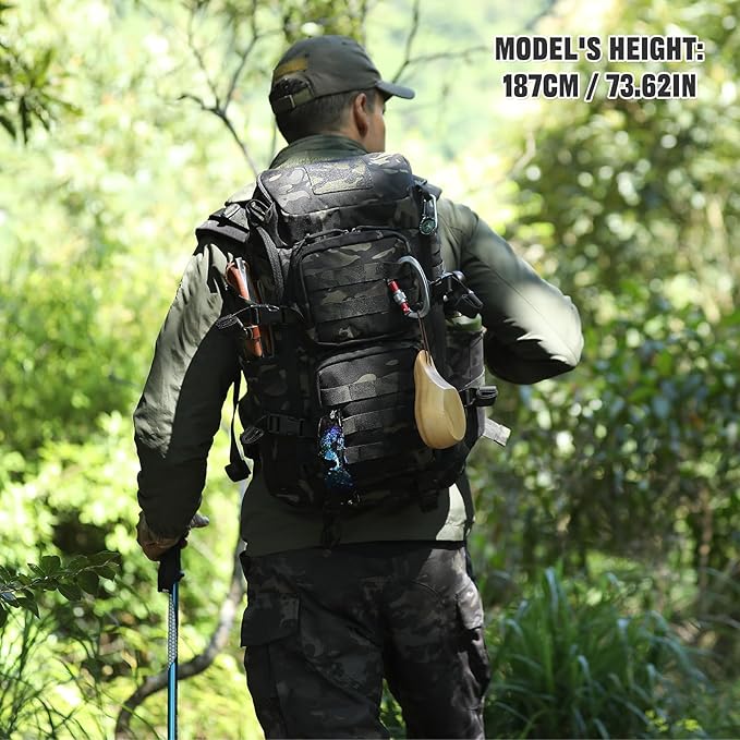 45L Tactical Backpack Military Molle Backpack with 17 Laptop Compartment Survival Large Hiking Travel Rucksack for Outdoors