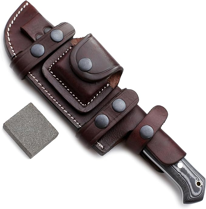 GCS Custom Handmade Black And White Handle D2 Tool Steel Buffalo Hide Sheath GCS 148