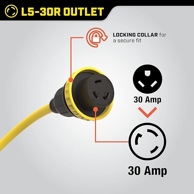 Champion Power Equipment 30-Foot 30-Amp 125-Volt RV Generator Power Cord (TT-30P to L5-30R)