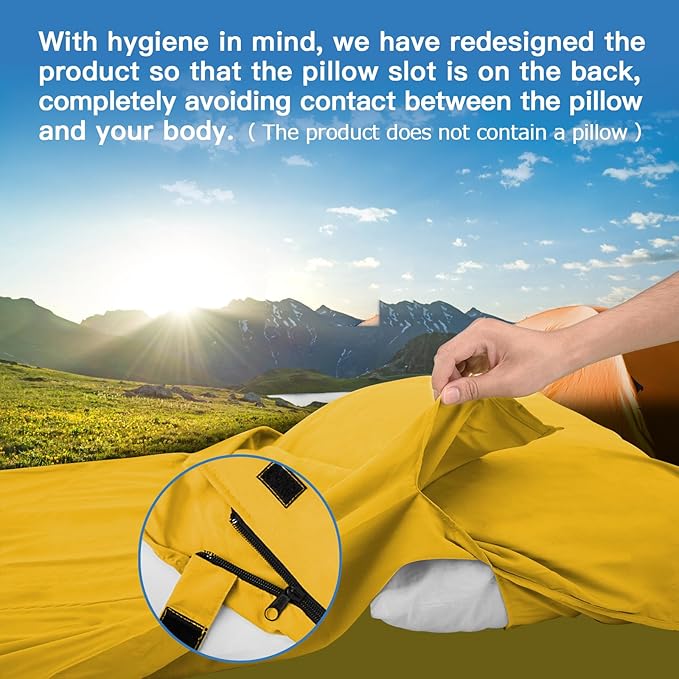 JAICOM Sleeping Bag Liner Travel Sheets &amp Adult Sleep Sack Ultralight and Portable Summer Sleeping Bag - Ideal for Backpacking Hotels and Hostels Business Trips Camping