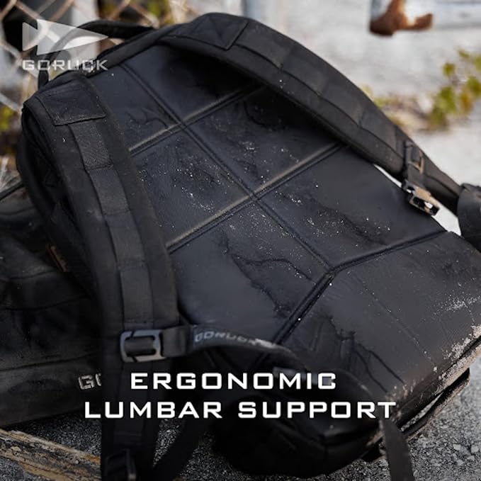 GORUCK Rucker 4.0 20L Black with White Embroidery - Purpose Built Rucking Backpack Military Weight Training Rucksack w/Ruck Plate Pocket and Extra Padded Straps