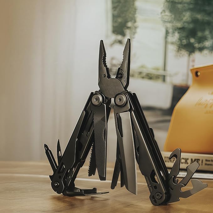 Multi Tool 19-in-1 Full-Size Lightweight EDC Multi-Purpose Pliers Household Screwdriver Camping Outdoor Gear Nylon Bag Tools Gifts for Guys Gifts for Hunters Men who have Everything (Black)
