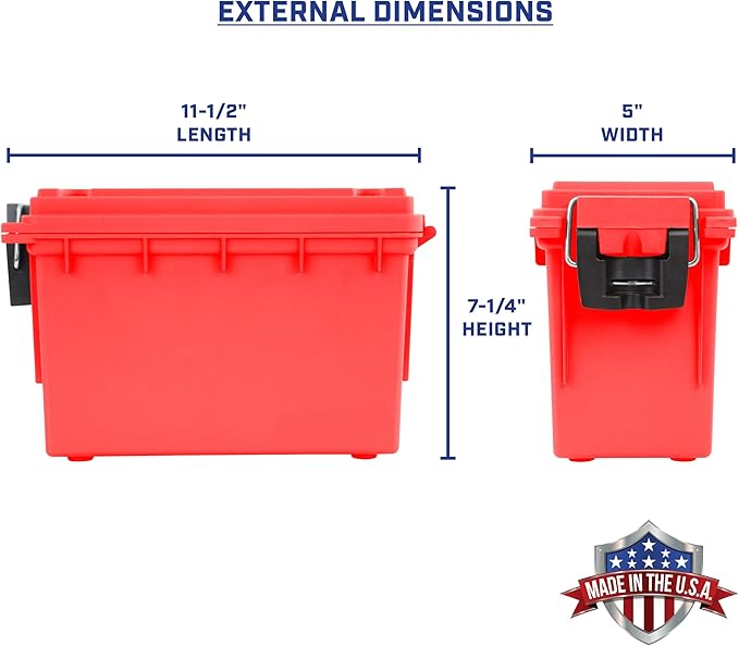 Sheffield 12636 Ammo Storage Box Stackable .30 Cal Field Boxes Water and Dust Resistant Lockable Storage Box with Handle Secures Hunting Gear Supplies and Bullets Made in USA Red (Pack of 6)