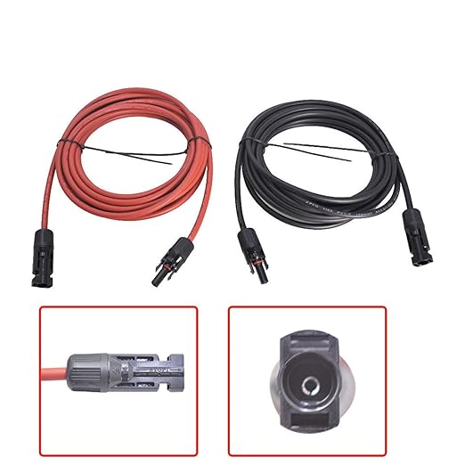WFLNHB 25FT 12AWG Black + Red 12 Gauge Solar Panel Extension Cable Wire with Female and Male Connector Solar Connector