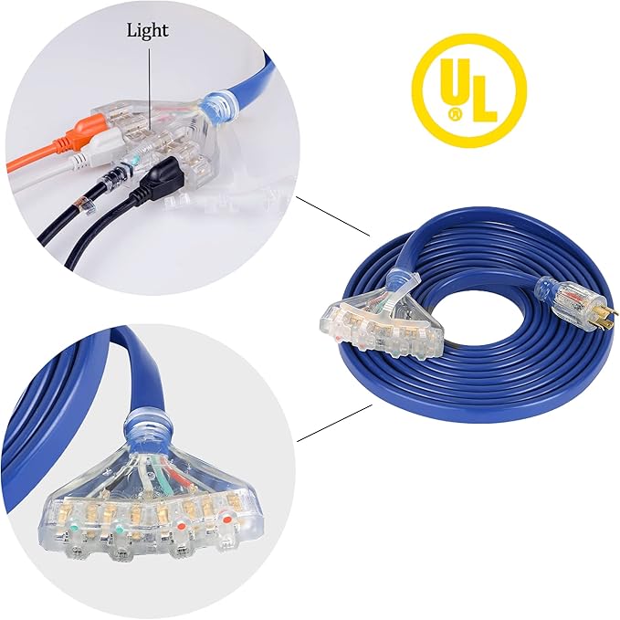 S7 25 Feet Heavy Duty Generator Adaptor Extension CordLocking CordNEMA L14-30P/Four 5-20R 4 Prong 10 Gauge Flexible Generator Cable