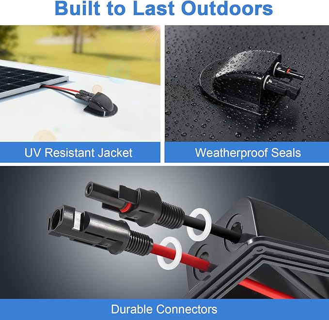Solar Cable Entry Gland with 10ft 10AWG Solar Extension Cable Compatible with MC4 Weatherproof Roof Cable Entry Housing for RV Camper Van Boat Shed Garage