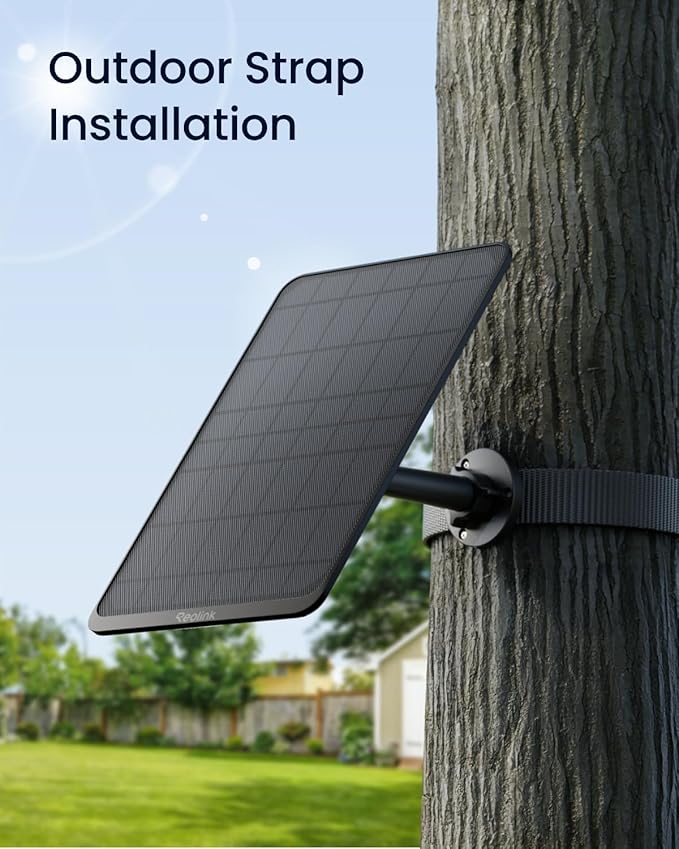 Reolink 12W Solar Panel Black Non-Stop Solar Power Supply for All Wireless Battery Camera Outdoor Compatible with TrackMix/Argus PT Ultra/Duo 2/Eco Ultra/3 Ultra Waterproof Reolink Solar Panel 3