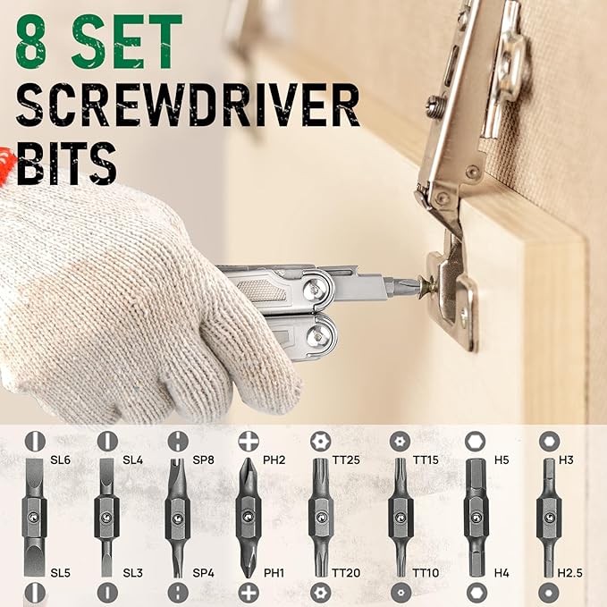 BIBURY Multitool Pliers Pro BI2045 Foldable Multitools with Replaceable Wire Cutters and Saw Stainless Steel Multi Tool w/Upgraded Scissors and Screwdriver Set Ideal for Camping Hiking Survival