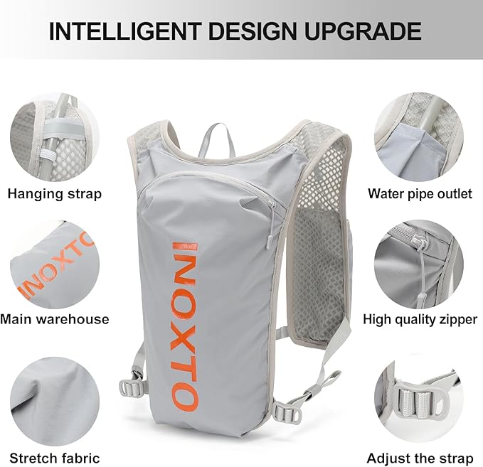 INOXTO Running Hydration Vest BackpackLightweight Insulated Pack with 1.5L Water Bladder Bag Daypack for Hiking Trail Running Cycling Race Marathon for Women Men