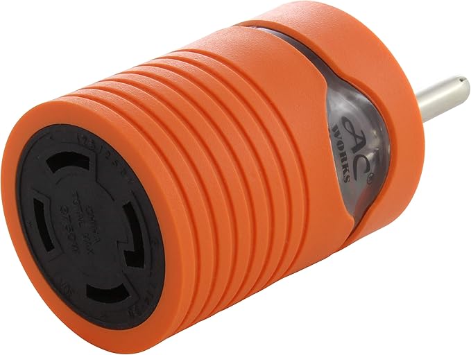 AC WORKS Generator to Transfer Switch L14-30 Inlet Box Adapter (TT-30 RV 30Amp to L14-30 Compact)