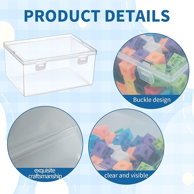20 Pcs Plastic Playroom Storage Organizer Box Stackable Bins with LidsClear Storage Containers for Holds Small Toys Building Blocks Puzzles (7.09 x 5.2 x 3.43 Inch5.6 x 4.1 x 2.4 Inch)