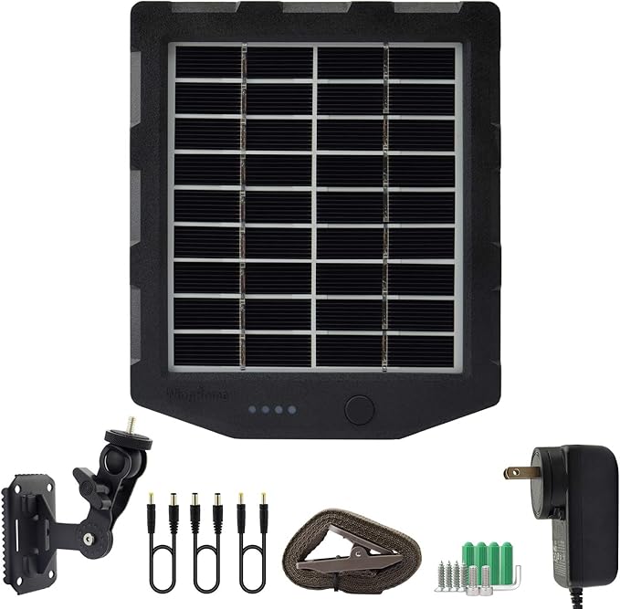 Trail Camera Solar Panel WingHome Solar Battery Charger Kit 12V/1A 6V/1.5A with Build-in 2000mAH Rechargeable Lithium Battery IP66 Waterproof Hunting Accessory