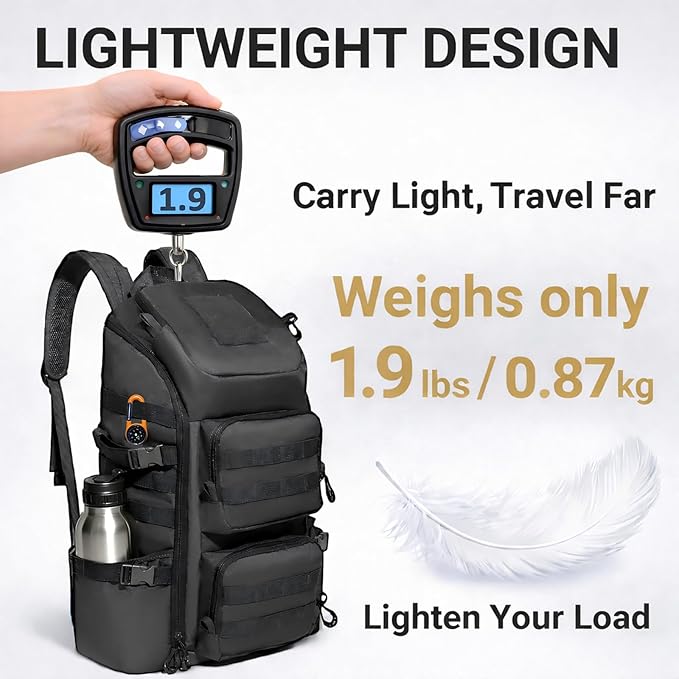 kokkoya Lightweight Tactical Backpacks with Laptop Compartment for Men 40L EDC MOLLE Military Style 17 in Computer with Cup Holder Travel Hiking Daypack