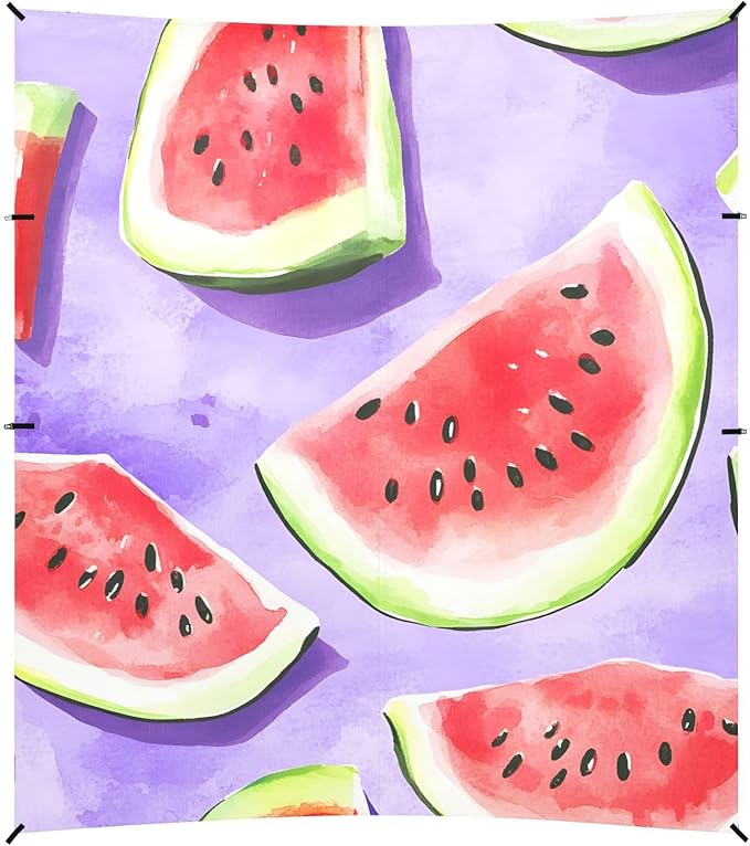 ALAZA Watermelon Purple Background Pattern Beach Tent Sun Shelter Portable Canopy Sunshade for Outdoor Camping Picnics Backyard Fun 10x9 ft