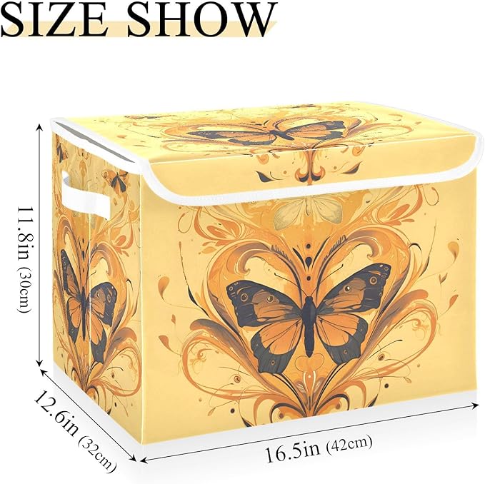 D0m8nrjp Lidded Storage Bins with Handles - 16.5x12.6x11.8 Foldable Organizing Box Oxford Fabric &amp Honeycomb Board Dust-Proof Flip Lid for Closet/Office