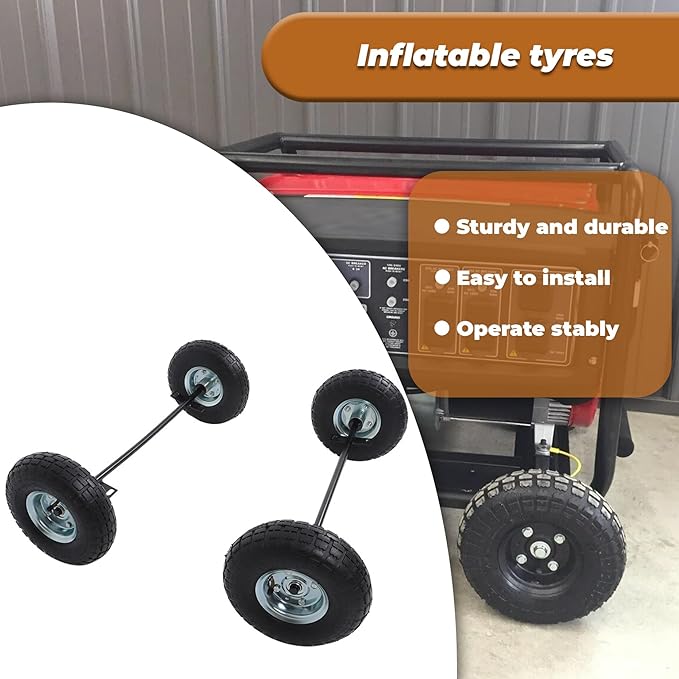 kimllier Black Inflatable All Terrain Generator Wheel Kit Replacement for Predator 9000 8750 and 6500 Watt Generators