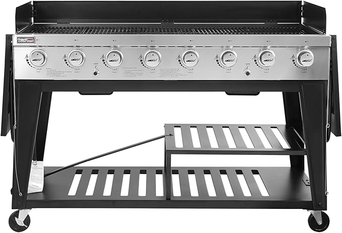 Royal Gourmet 8-Burner Gas Grill 104000 BTU Liquid Propane Grill Independently Controlled Dual Systems Outdoor Party or Backyard BBQ Black