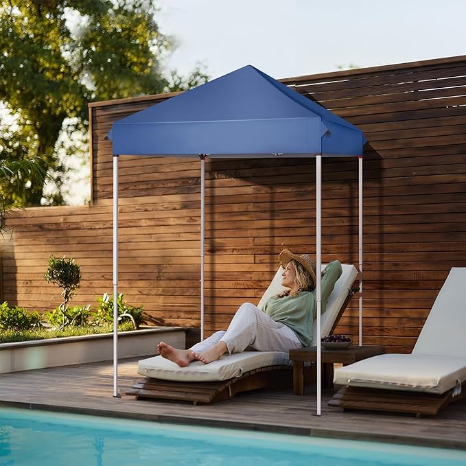 5'x5' Pop Up Canopy TentBeach Tent with One Push SetupInstant Setup GazeboPortable &amp Compact Sports ShelterOutdoor Sun Shade for EventsPartiesCampingOutdoor Events (Blue)