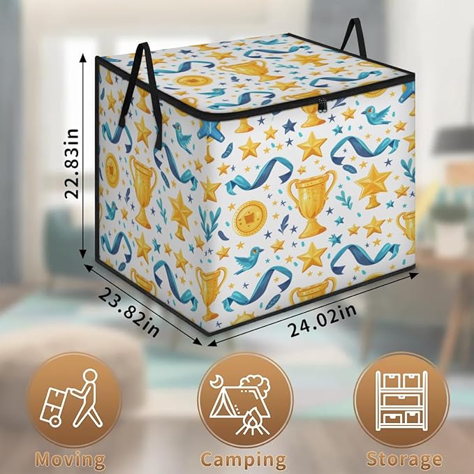 Trophies Large Storage Bags Championship Trophy Large Blanket Clothes Storage Containers Foldable Thick Fabric Storage Bags Comforter Organization And Storage With Handle Storage Bin With Zipper Lids