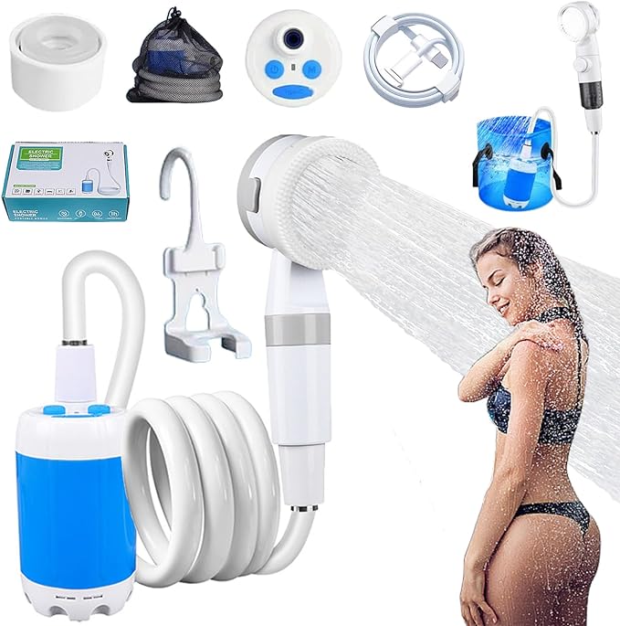 Portable Camping Shower Pump-Rechargeable Outdoor Shower Head Sprayer 2025 Portable Electric Camping Outdoor Shower with Digital Display &amp Multiple Spray Modes for CampingTraveling