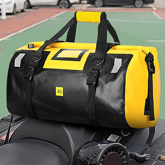 40L Waterproof Motorcycle Bag - Dry Backpack Heavy Duty Dry Duffle Bags with Reflective Strips Kayaking Camping Boatingbycyclemotorcycle Saddle Bagss Motorcycling Skiing Travel
