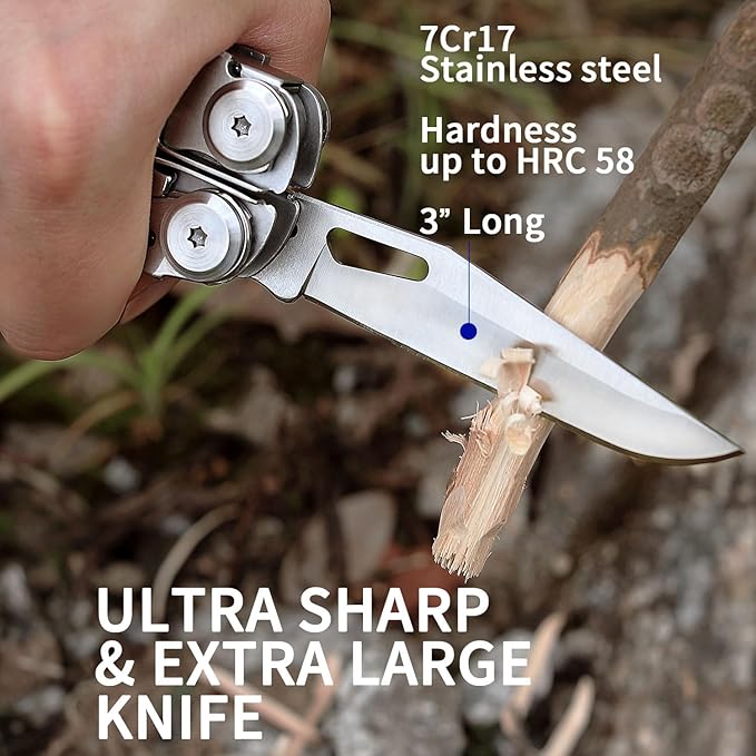 ROCKTOL Multitool 29-in-1 Multitool Pliers with Replaceable Wire Cutters and Saw Heavy-duty Stainless Steel Multi-tool Set and Nylon Sheath for Camping Survival multi tool for Man