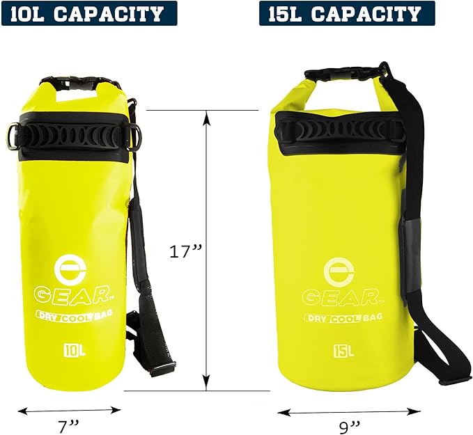 Enthusiast Gear Insulated Dry Bag Floating Cooler – 10L / 15L / 25L Roll Top Leak Proof Waterproof Collapsible with Padded Shoulder Strap - Perfect for Kayaking Fishing Beach