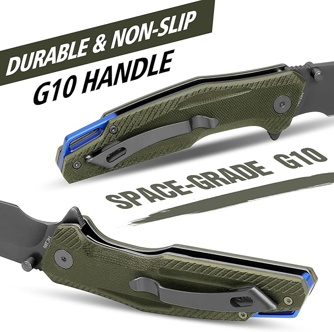 FINTISO Pocket Knife 3.26 Premium 14C28N Blade G10 Handle with Fire Starter Function Folding Knife with Pocket Clip for Men Women EDC Knife for Outdoor Camping Hunting Hiking Survival Falcon S