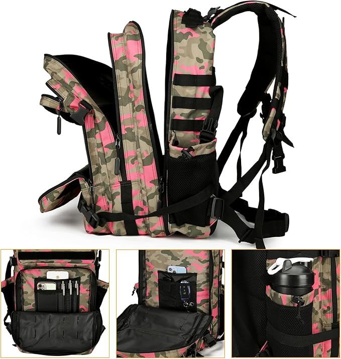 Lovelinks21 25L Tactical Backpack for Men and Women Military Backpack Small Assault Pack Molle Backpack Bug Out Bag Travel Rucksack Daypack (Pink Camo)