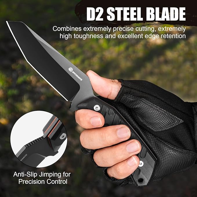 8.35 Fixed Blade Knife with Kydex Sheath 360° Rotating Clip – EDC Camping Hiking Fishing Outdoor Use