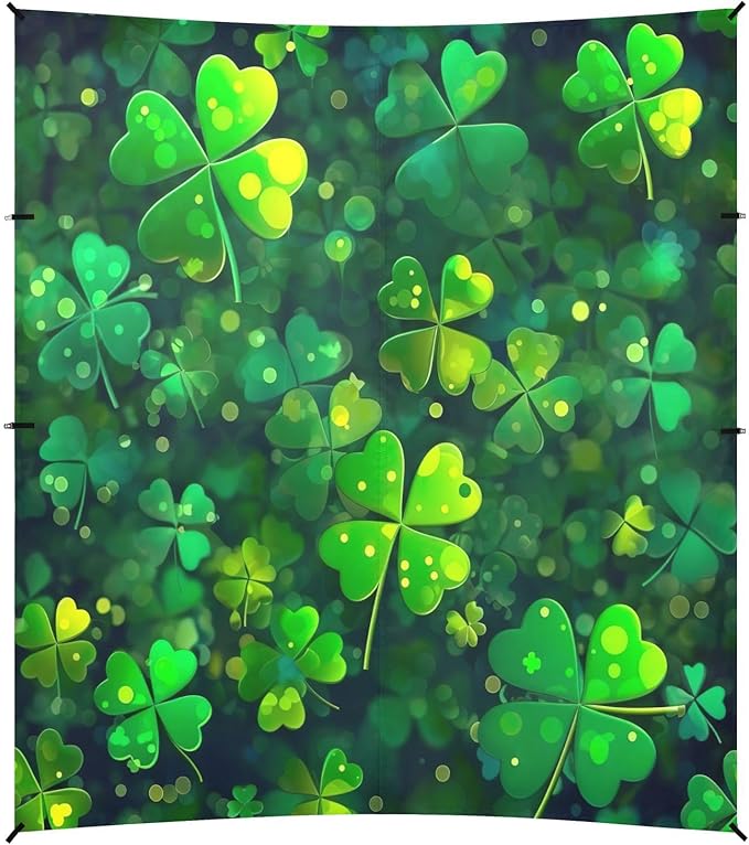 St Patrick's Day Clovers Beach Tent Sun Shelter Set UPF50+ UV Protection 10.5 x 9.19 FT Camping Shade Canopy with Sandbags Sand Anchors Carrying Bag and Others