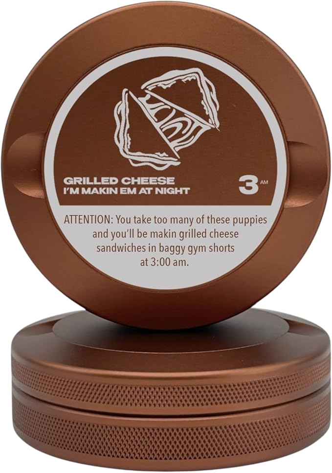 Grilled Cheese | Metal Container for Zyn Premium Aluminum Can &amp Rugged Pouch Holder | Extra Capacity Knurled Grip &amp Used Pouch Storage | EDC (Copper)
