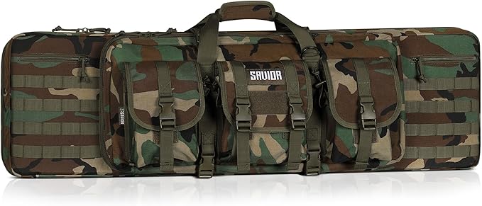 Savior Equipment American Classic Tactical Double Long Gun Bag Pistol Transportation Case w/Backpack Strap Lockable Compartment Available Length in 32 36 42 46 51 55