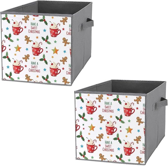 Foldable Fabric Storage Bins with Handles Cute Gingerbread Have A Sweet Christmas Versatile Collapsible Cube for Organizing Crafts Accessories Ideal for Craft Room &amp Office