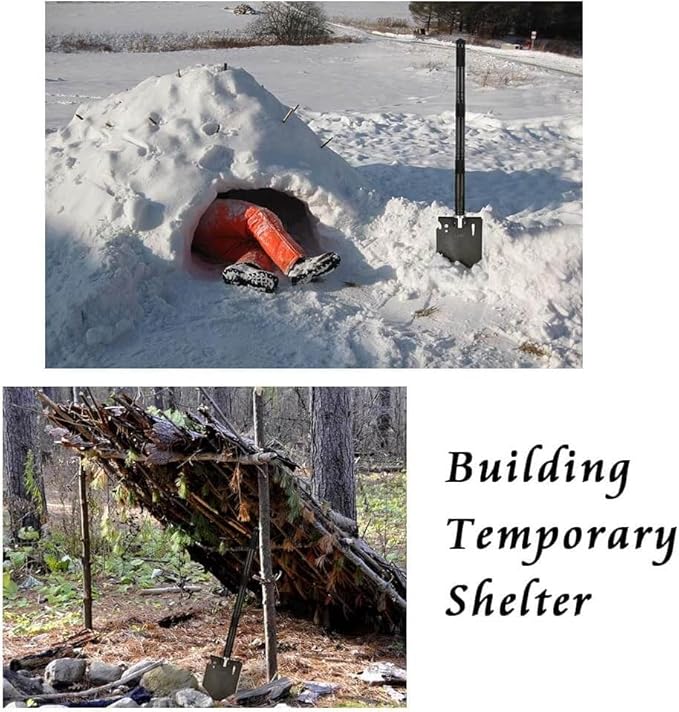 iunio Camping ShovelShovel Folding Portable Multitool Foldable Entrenching Tool Collapsible Spade for Backpacking Trenching Hiking Survival Car Emergency