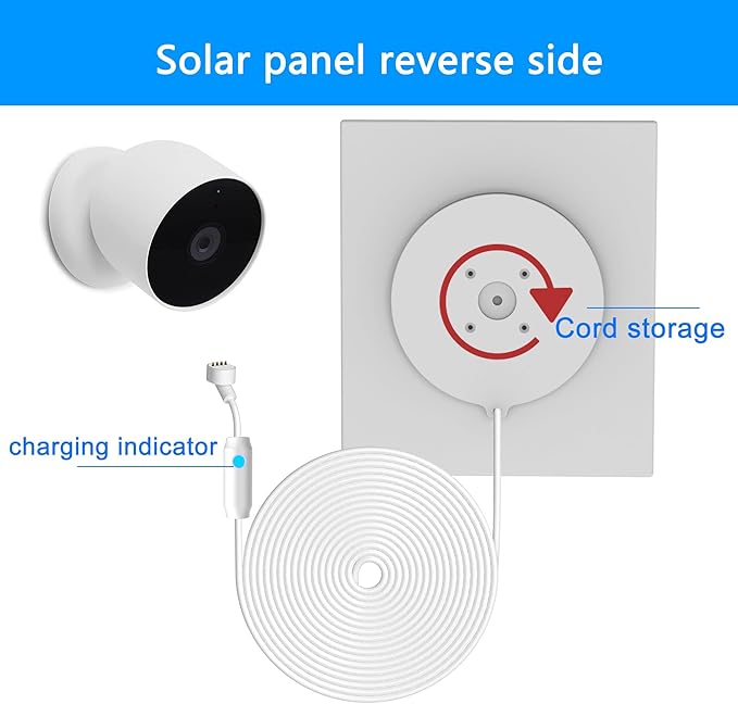 2pack Upgraded with Charging Alert Breathing Light. 6w Solar Panel Compatible with Google Nest Camera Outdoor &amp Indoor &amp 2nd Generation (Battery Version) Cameras Easy Install IP66 4m Cable