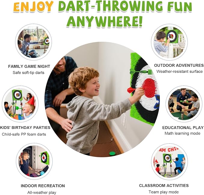 Axe Throwing Game for Backyard - Steel Frame Ax Throw Kit for Kids &amp Adults - Bristle Target with 6 Throwing Axes Set &amp Travel Bag - Outdoor/Indoor for Kids &amp Families Yard Carnival Games