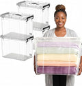 4 Pack 90 Qt Clear Large Storage Bins with Lids Stackable Plastic Organizer for Home Office Garage BPA-Free Heavy-Duty See-Through Containers with Secure Latches &amp Handles
