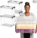 4 Pack 120 QT Storage Bins with Lids Clear Stackable Plastic Organizers Heavy-Duty Large Containers with Secure Latches &amp Handles BPA-Free for Closet Garage Laundry &amp Office