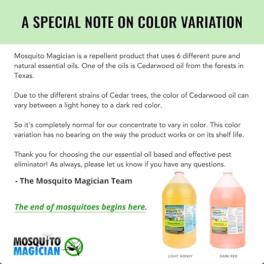 Mosquito Magician 1 Gallon Liquid Concentrate &amp 15L Battery Operated Backpack Sprayer - User-Friendly - for Yards Lawns Patios - Kills Mosquitoes Fleas Fire Ants - with 6 Natural Essential Oil
