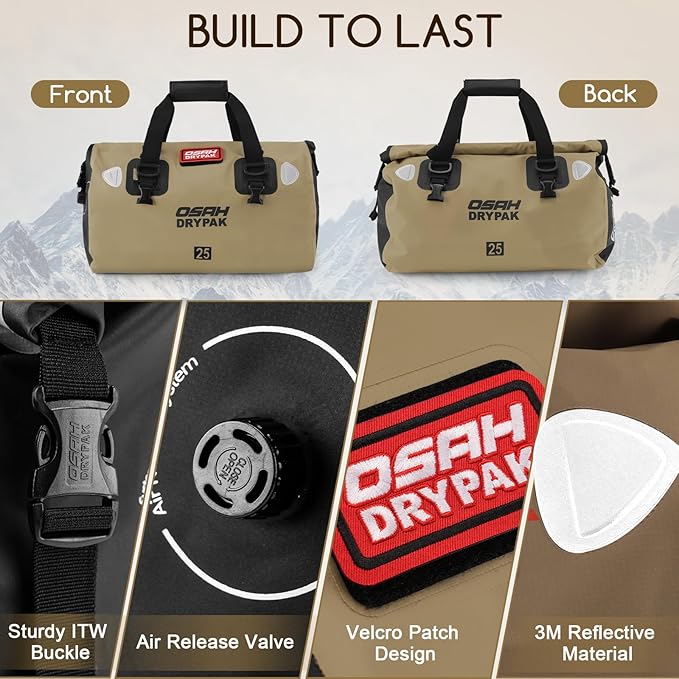 Waterproof Duffel Bag - Motorcycle Dry Bag Tail Bag with Large Storage Space Waterproof Luggage Duffle Bags with Outer Mesh Zipper Pocket for Camping Kayaking Fishing &amp Traveling