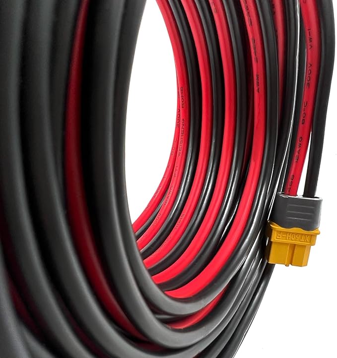 XT60 Adapter Extension CableXT60 to Solar Connector 12AWG Solar Panel Connector Cable Compatible with Bluetti Ecoflow River Delta Series Power Station Solar Panel (12AWG)/50FT