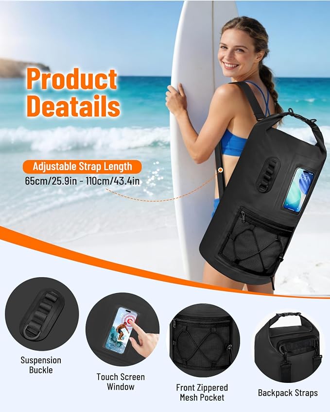 Waterproof Dry Bag 20L/30L Roll Top Waterproof Backpack with Waterproof Phone Case Heavy Duty Storage Bag for Women Men for Travel Kayaking Boating Rafting Camping Hiking &amp Beach