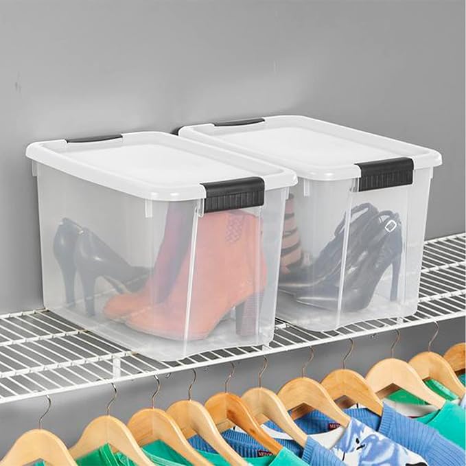 Sterilite 30 Quart (6 Pack) &amp 18 Quart (6 Pack) Clear Plastic Stackable Storage Container Bin Box Tote with White Latching Lid Organizing Solution